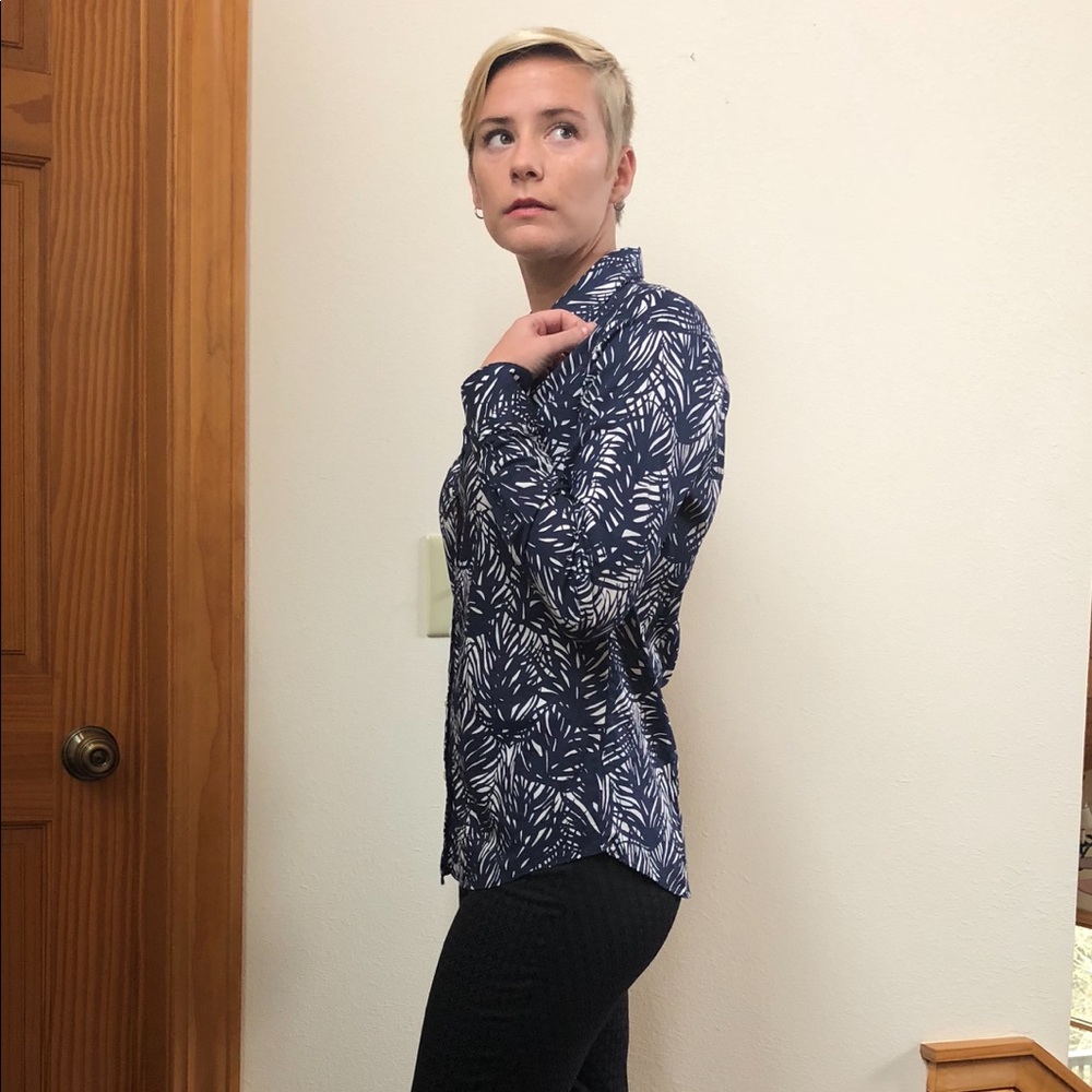Navy Patterned Blouse - image 2